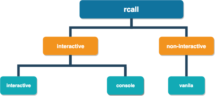 Summary of the `rcall` modes of data communication